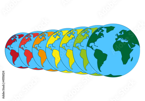Planeta tierra repetidos representando la eficiencia energética.