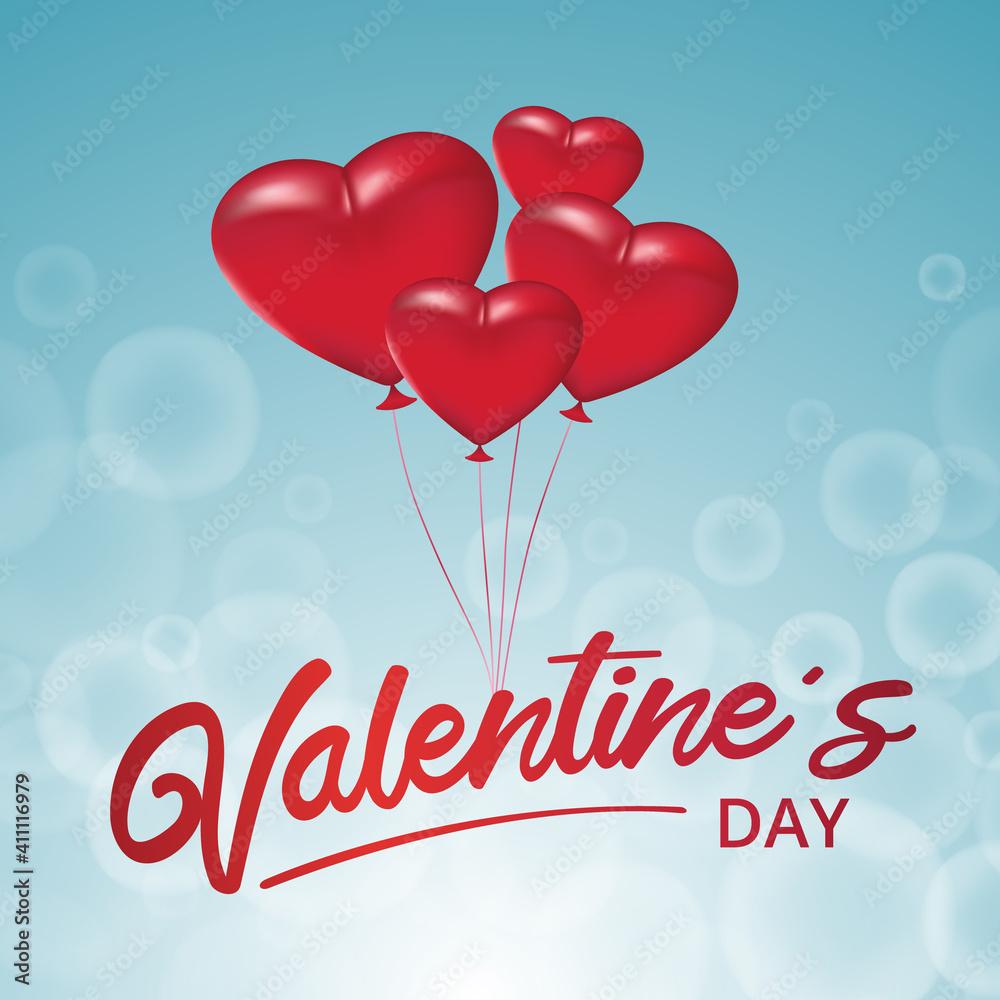 Happy Valentine's Day 3d heart illustration vector