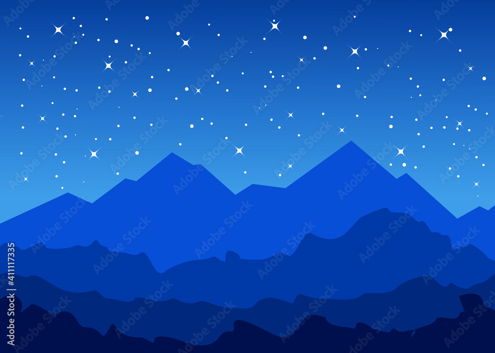 mountains and the sky at night vector illustration