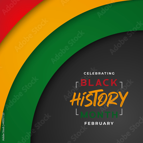 African-Americans Black history month lettering with paper art style background vector illustration
