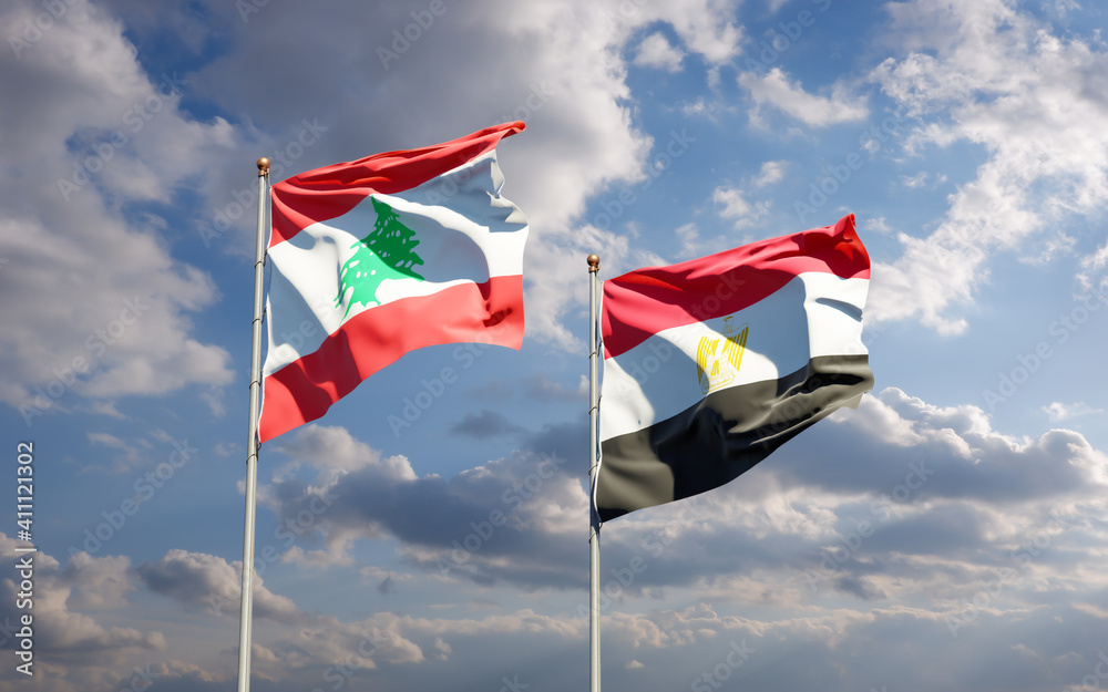 Flags of Lebanon and Egypt. Flags of Lebanon and Egypt.