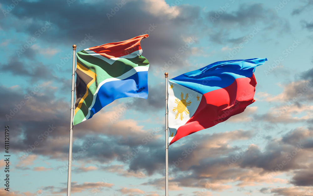 Flags of South Africa and Philippines. Flags of South Africa and Philippines.