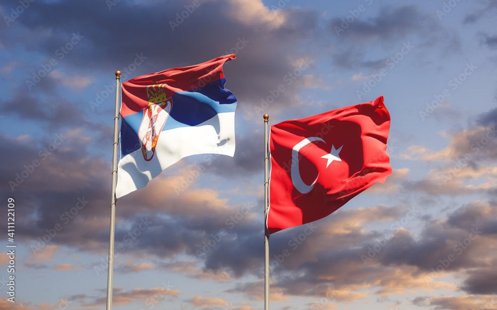 Flags of Serbia and Turkey. Flags of Serbia and Turkey.