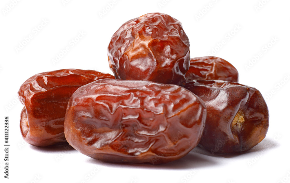 Pile of tasty dry dates isolated on white background. Arabic food Pile of tasty dry dates isolated on white background. Arabic food