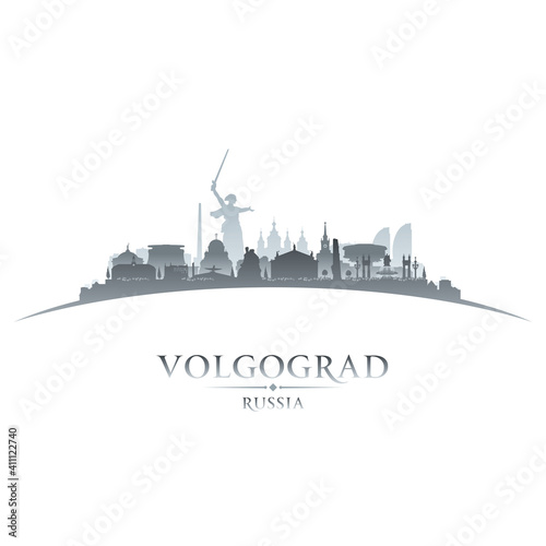 Volgograd Russia city silhouette white background