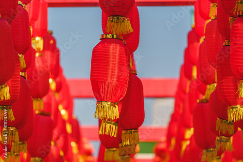 Traditional red lanterns during the Chinese new year festival