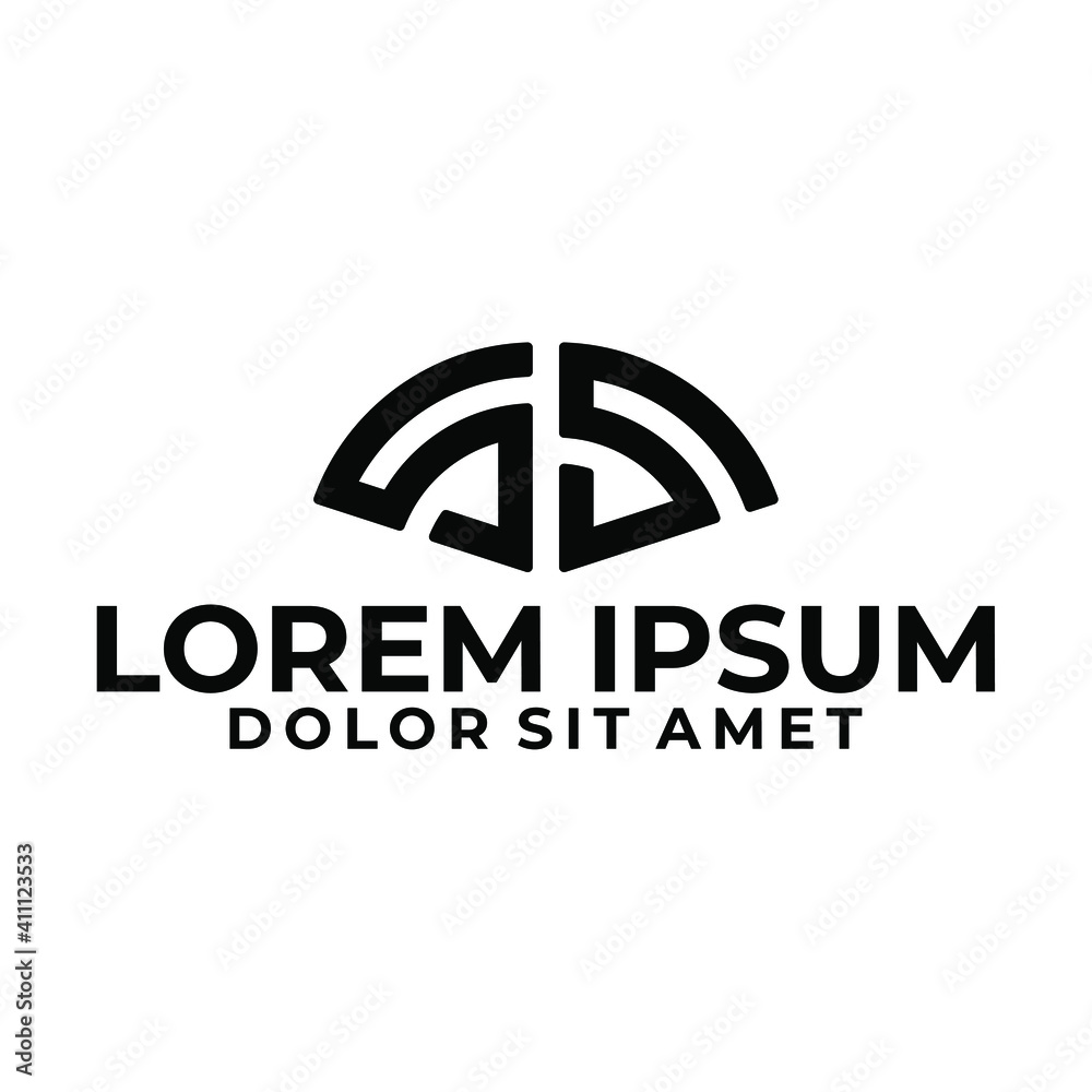 Initial letter SS logo template with hand-held fan or 3d circle building line art illustration in flat design monogram symbol Initial letter SS logo template with hand-held fan or 3d circle building line art illustration in flat design monogram symbol