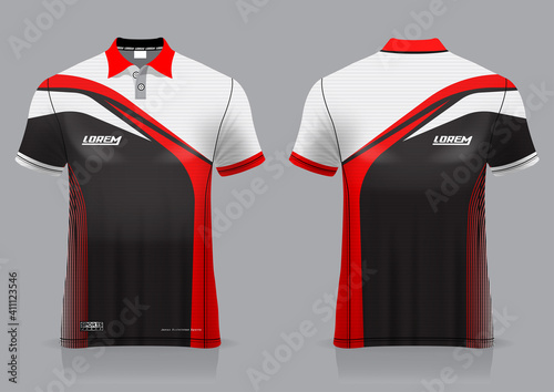 jersey badminton polo shirt design, for uniform team front and back