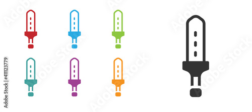 Black Medieval sword icon isolated on white background. Medieval weapon. Set icons colorful. Vector.