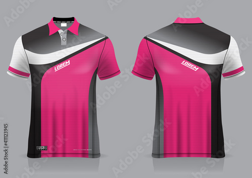 jersey badminton polo shirt design, for uniform team front and back
