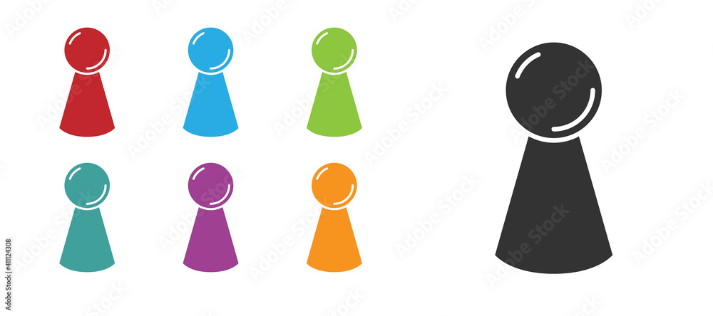 Black Chip for board game icon isolated on white background. Set icons colorful. Vector.