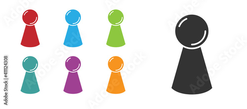 Black Chip for board game icon isolated on white background. Set icons colorful. Vector.