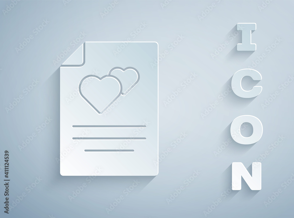 Paper cut Greeting card icon isolated on grey background. Celebration poster template for invitation or greeting card. Paper art style. Vector. Paper cut Greeting card icon isolated on grey background. Celebration poster template for invitation or greeting card. Paper art style. Vector.