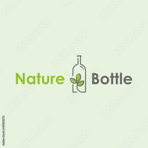 Nature bottle with leaf simple design template