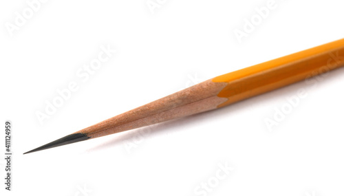an acutely honed pencil on a white background.