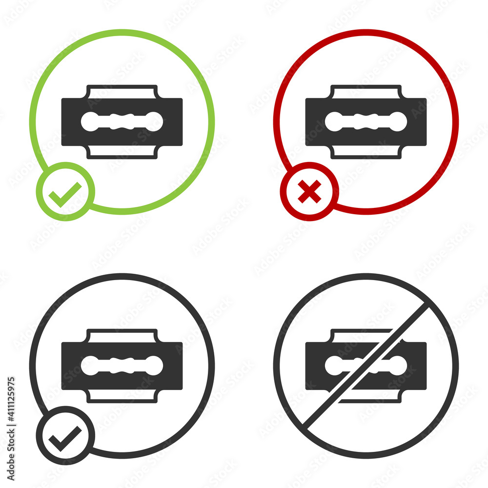 Black Blade razor icon isolated on white background. Circle button. Vector. Black Blade razor icon isolated on white background. Circle button. Vector.