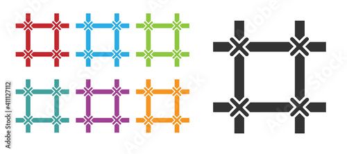 Black Prison window icon isolated on white background. Set icons colorful. Vector.