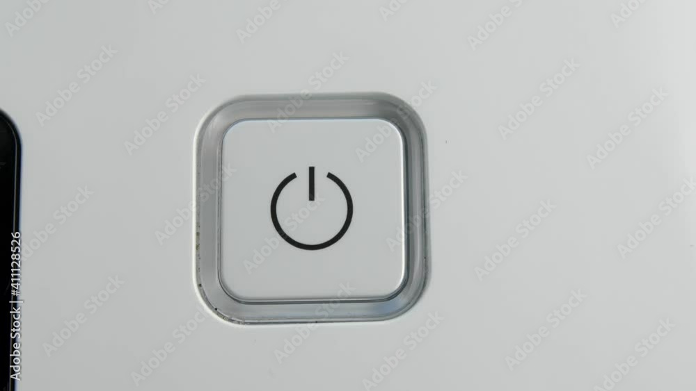 Pressing Stand By Power Button To Turn On and Off the Device Close-Up Pressing Stand By Power Button To Turn On and Off the Device Close-Up