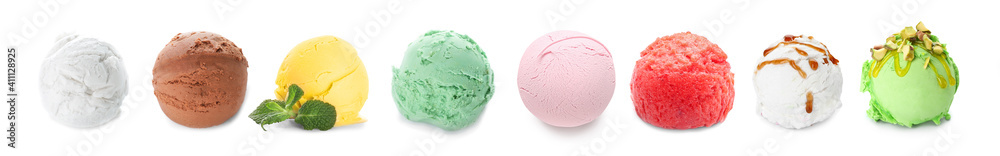 Set of different ice-cream on white background Set of different ice-cream on white background