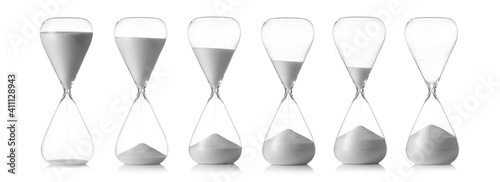 Set of hourglass on white background