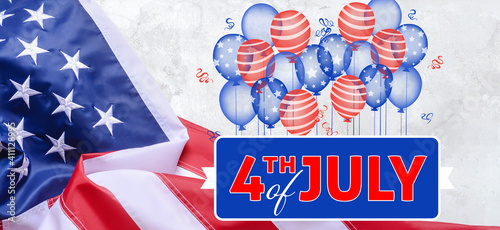 USA flag and drawn balloons...