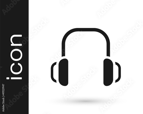 Black Winter headphones icon isolated on white background. Earmuffs sign. Vector.