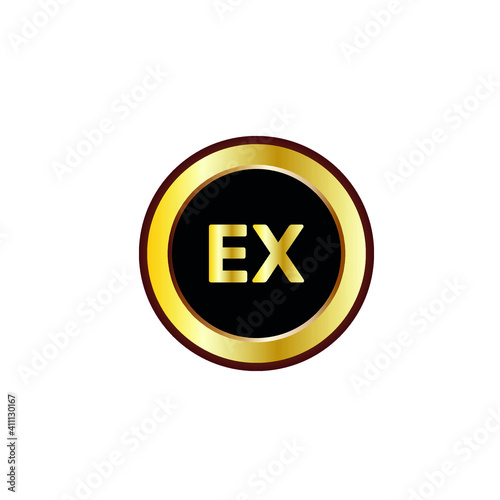 ex letter logo with circle gold color
