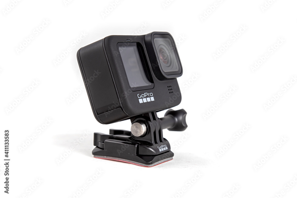 moscow, russia - Novemner 11, 2020: new flagship action camera gopro hero 9  black. side view, isolated white background Stock Photo | Adobe Stock