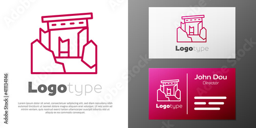 Logotype line Ancient ruins icon isolated on white background. Logo design template element. Vector.