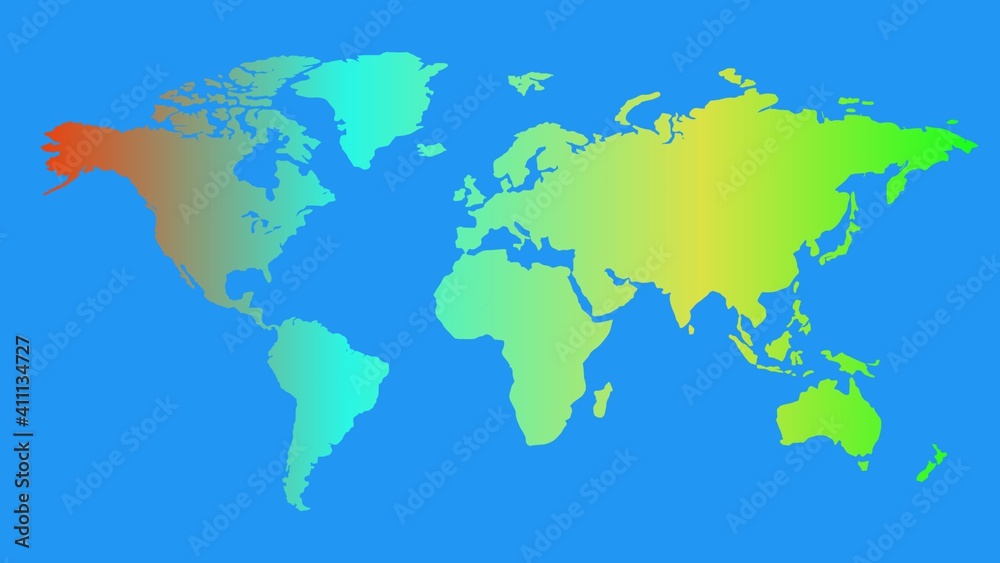 world map colourful blue red green yellow