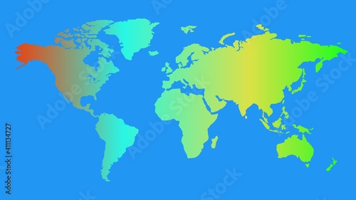 world map colourful blue red green yellow