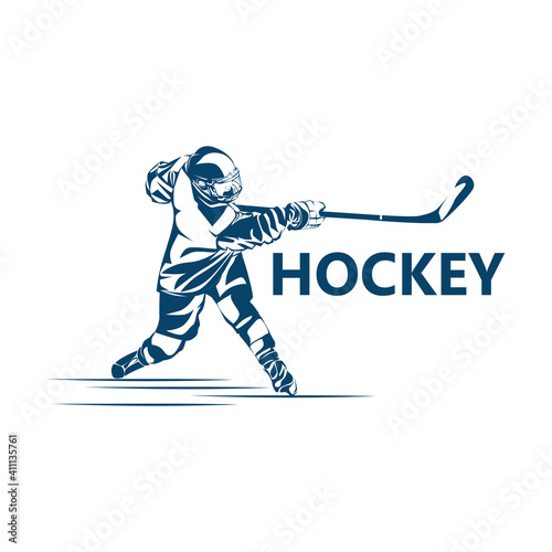 Hockey player logo template design