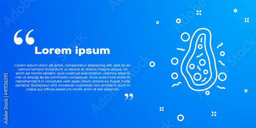 White line Bacteria icon isolated on blue background. Bacteria and germs, microorganism disease causing, cell cancer, microbe, virus, fungi. Vector.