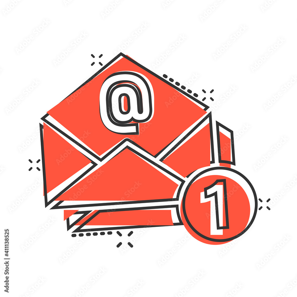 Email message icon in comic style. Mail document cartoon vector illustration on white isolated background. Message correspondence splash effect business concept. Email message icon in comic style. Mail document cartoon vector illustration on white isolated background. Message correspondence splash effect business concept.