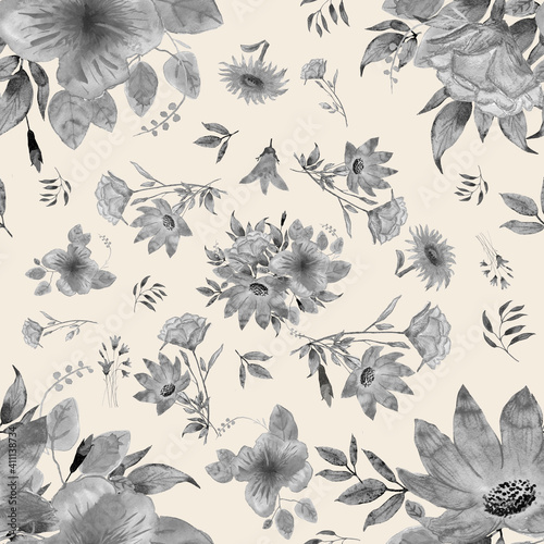 seamless pattern abstracts floral composition