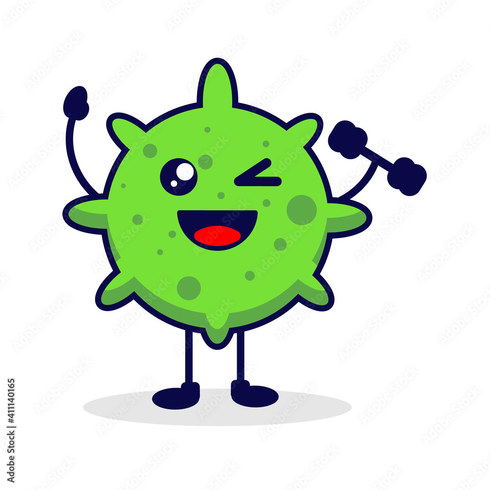 Fototapeta premium Strong virus cute illustration