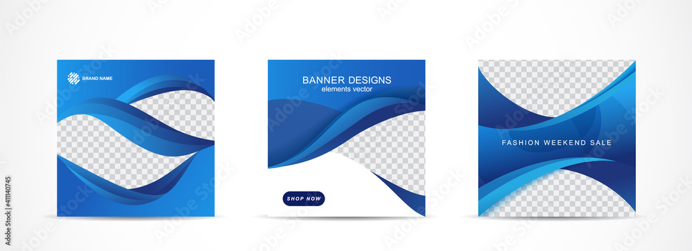 Set square banner template for social media post and web internet ads.vector illustrations.	