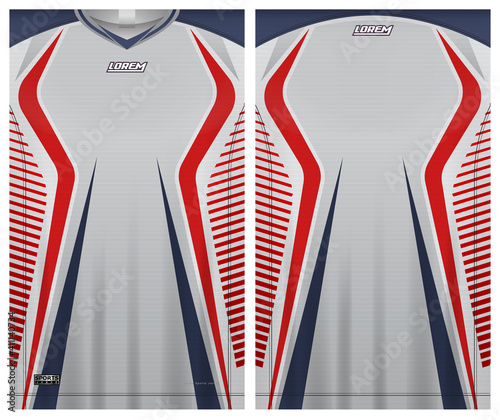 Jersey sport, soccer uniform front and back view template, sportswear textile fabric