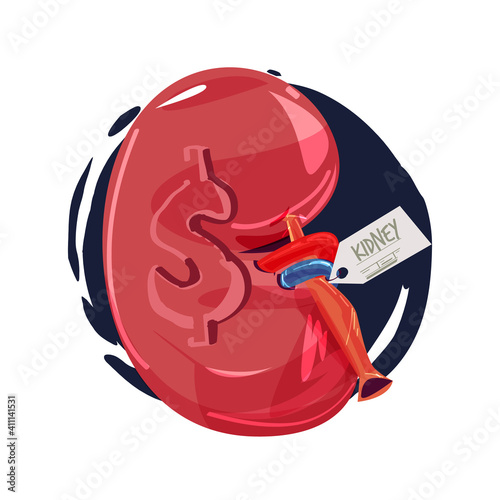 human heart with price tag. organ trade concept
