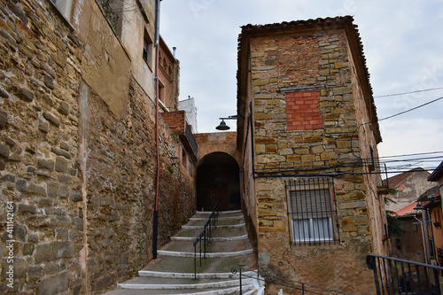 Fototapeta Naklejka Na Ścianę i Meble -  Stone stairs in street of Mendavia, Navarra, Spain