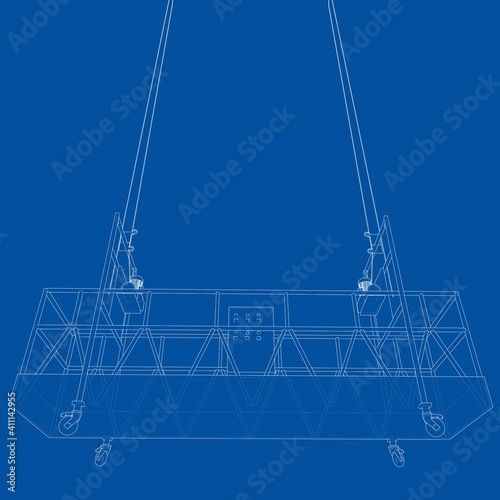 Empty construction elevator. Vector