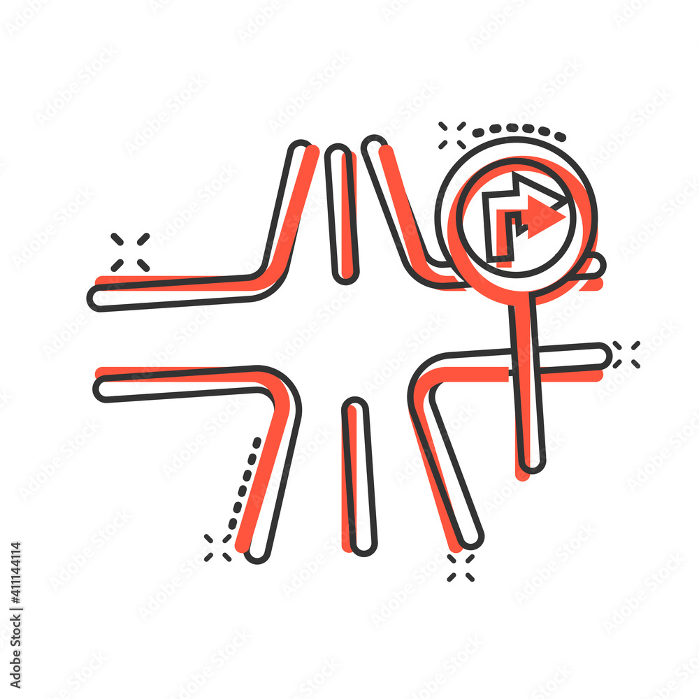 Crossroad icon in comic style. Road direction navigation cartoon vector illustration on white isolated background. Locate pin position splash effect business concept. Crossroad icon in comic style. Road direction navigation cartoon vector illustration on white isolated background. Locate pin position splash effect business concept.