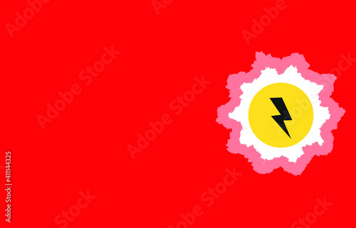 High voltage sign, symbol of biological threat alert on red background.Vector illustration.
