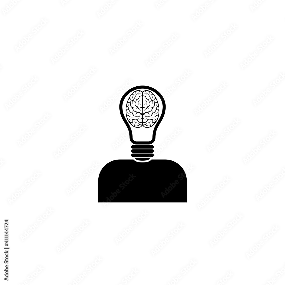 Creation idea brain creative knowledge learning icon isolated on white background Creation idea brain creative knowledge learning icon isolated on white background