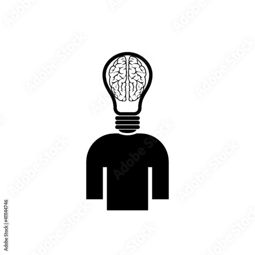Creation idea brain creative knowledge learning icon isolated on white background