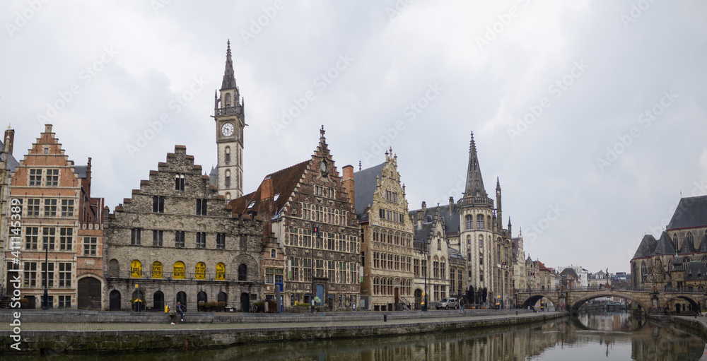 old buildings at the river in belgium