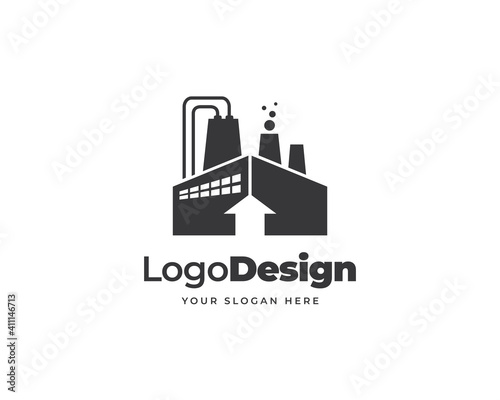 Factory building logo design vector. Modern industrial logo design