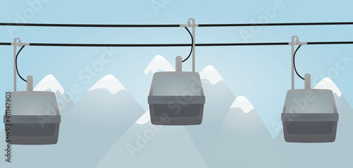 Ski gondola. cabin. vector illustration