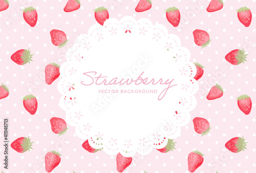 vector background with strawberries and doily for banners, cards, flyers, social media wallpapers, etc.