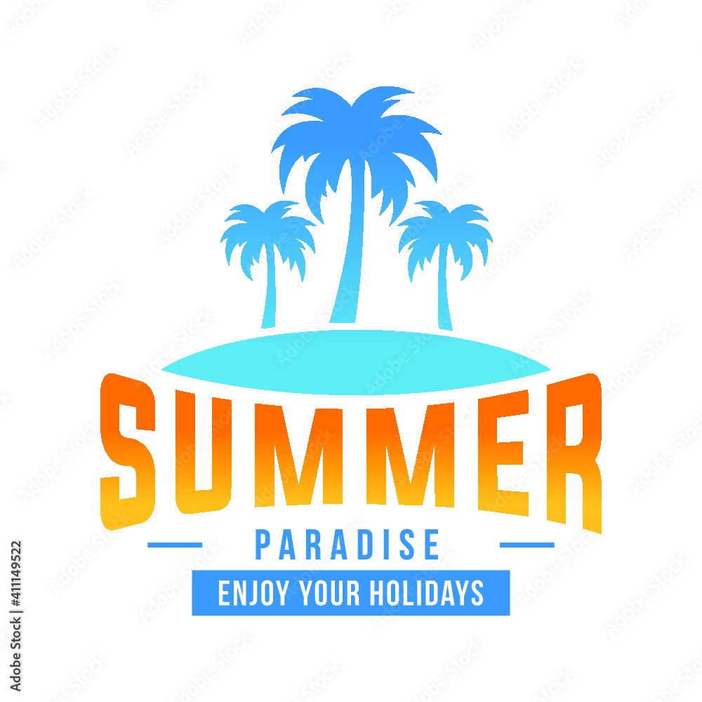 Fototapeta premium Tropical Palm Tree Or Coconut Tree logo. Summer Beach logo